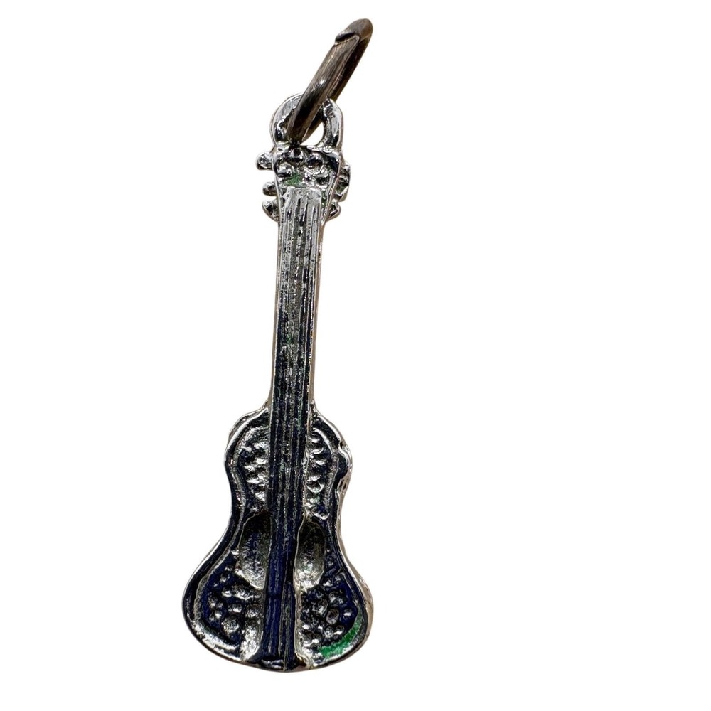 Vintage Silver Tone Guitar Cello Musical Instrument‎ Charm Pendant 189